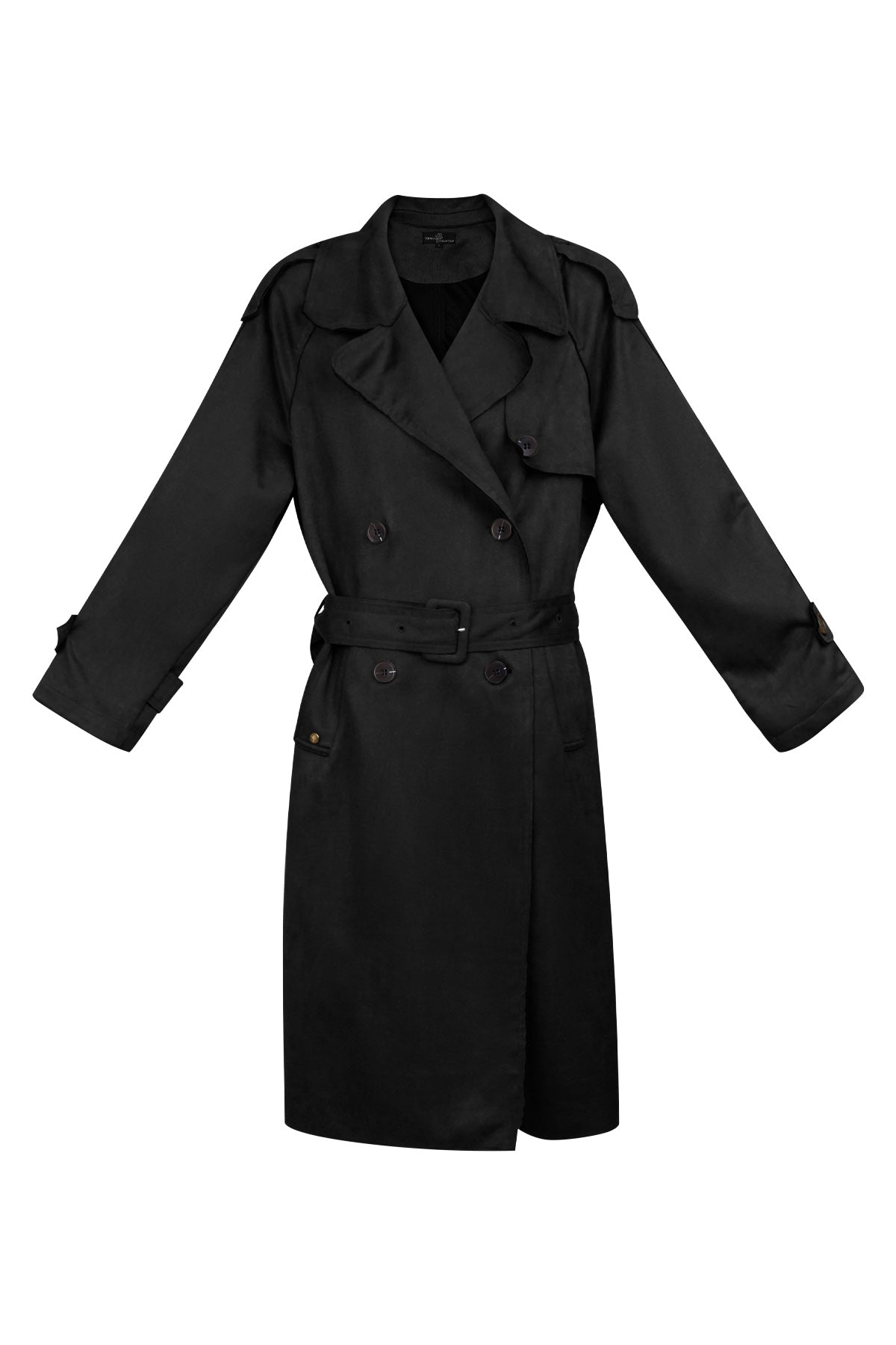 Klassieke trenchcoat suedine - groen S