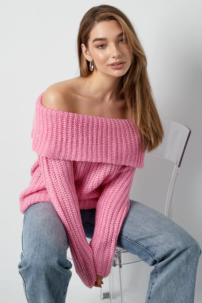Gebreide off-shoulder trui