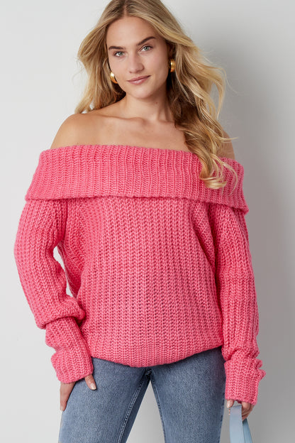 Gebreide off-shoulder trui
