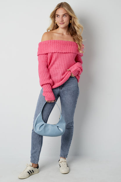 Gebreide off-shoulder trui