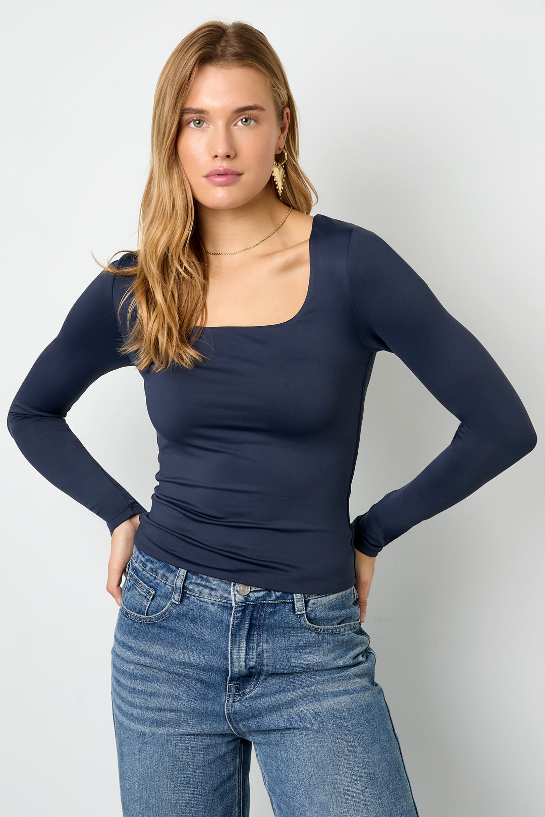 Nylon Lange mouwen tops Effen kleur Basic All Fit Kleding