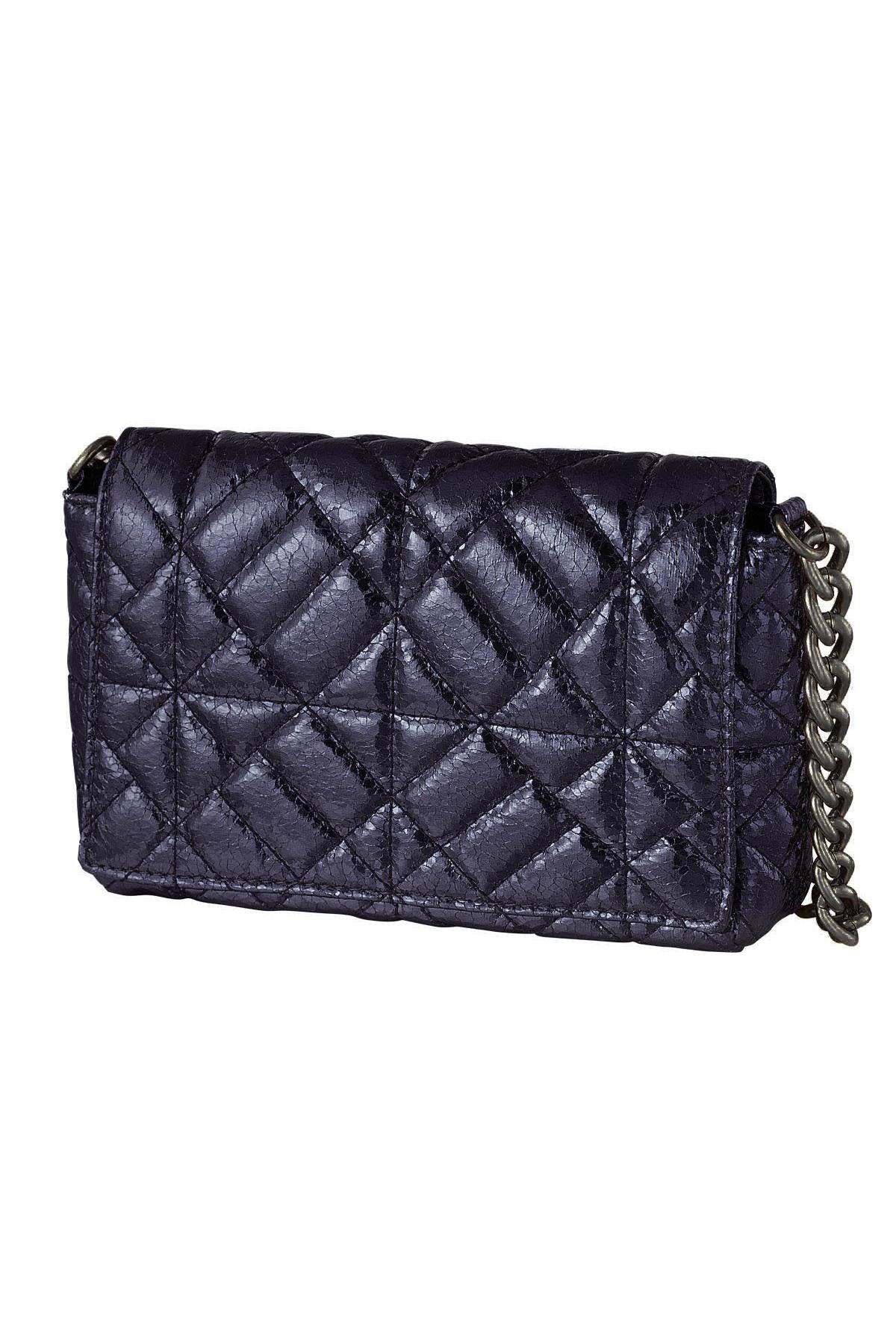 Metallic handtas met grote gouden ketting Paars PU