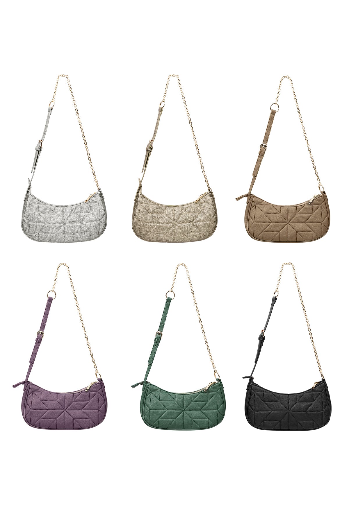 Gestikte schoudertas gouden hardware