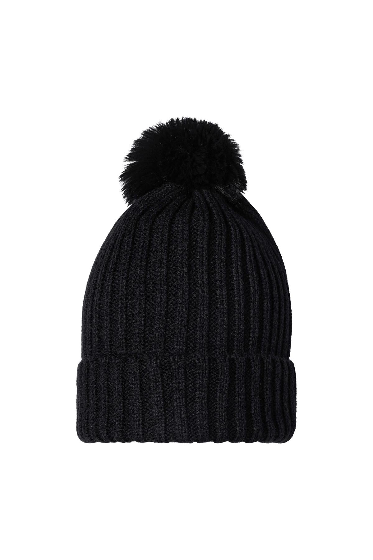 Beanie Furry Pompon Groen Acryl