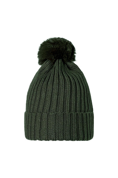 Beanie Furry Pompon Groen Acryl