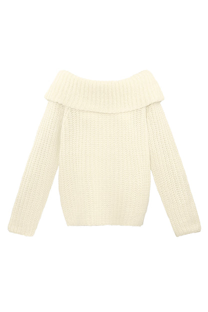 Gebreide off-shoulder trui