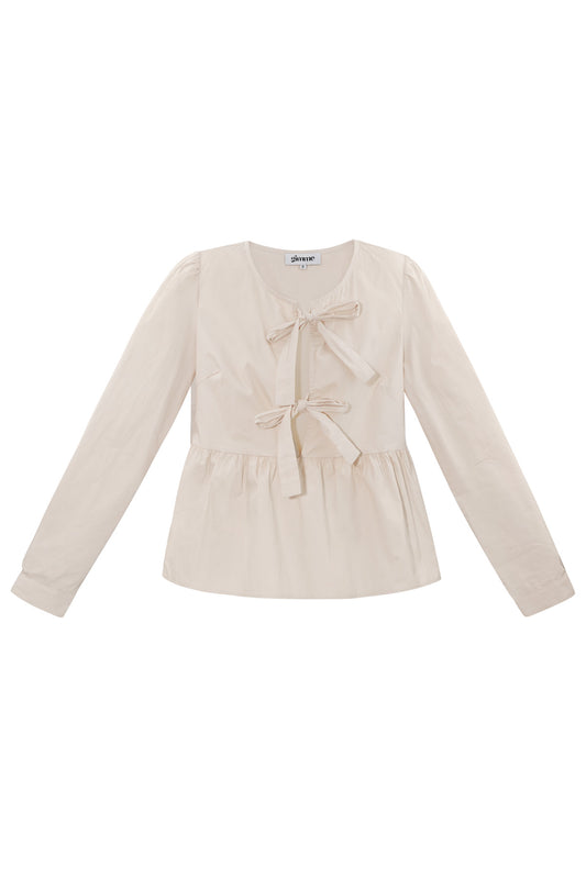 Longsleeve peplum top met strikjes