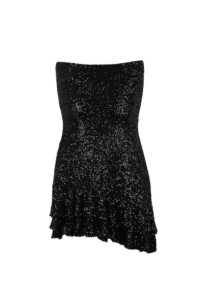 Glitter jurk met strik strapless