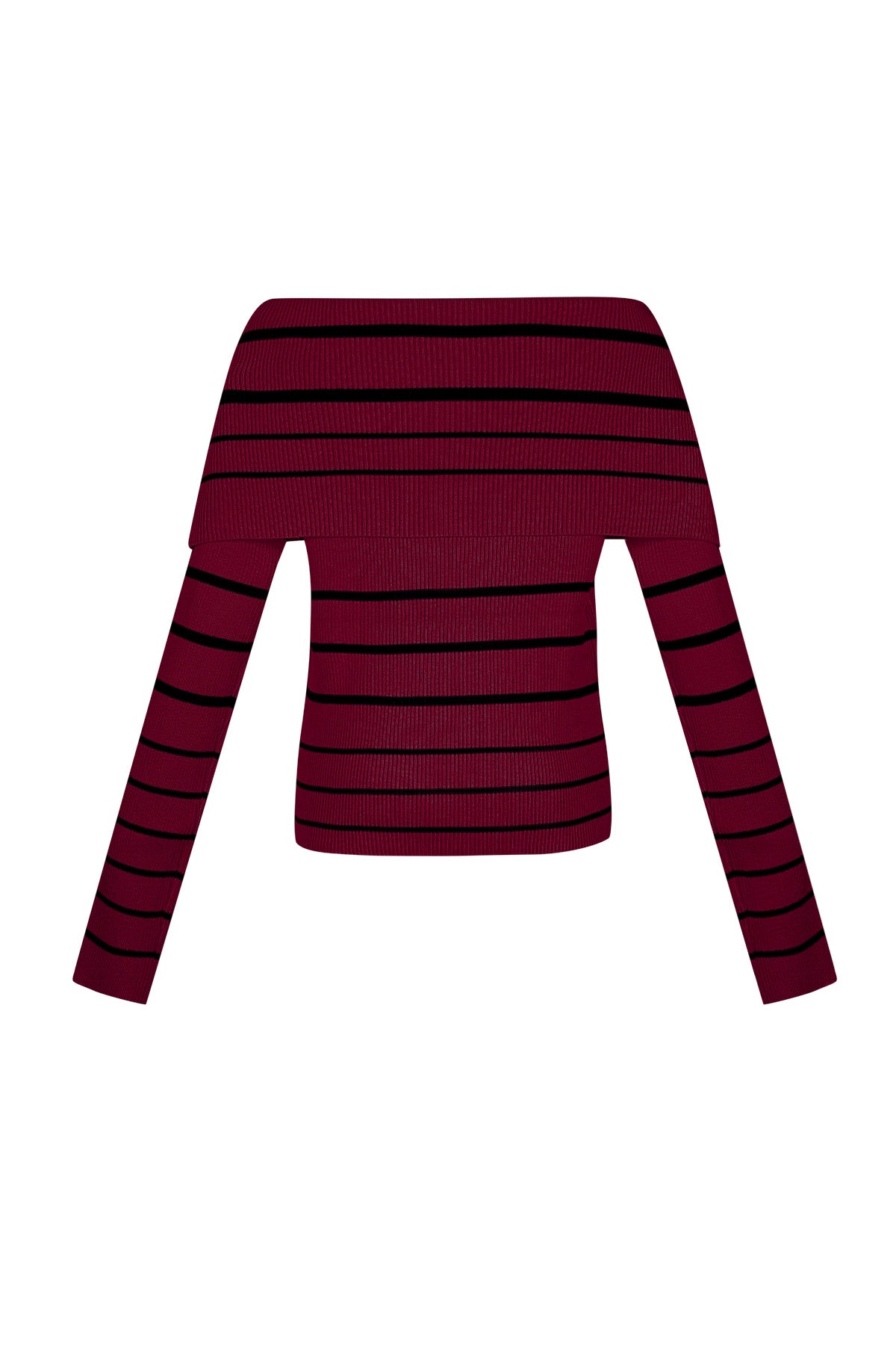 Gestreepte off shoulder top - Zwart & rood